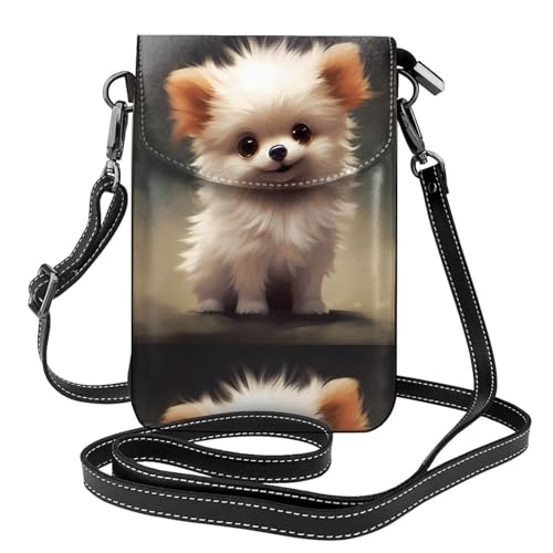 Petit sac pour téléphone portable anti-perte étui cuir motif chiot