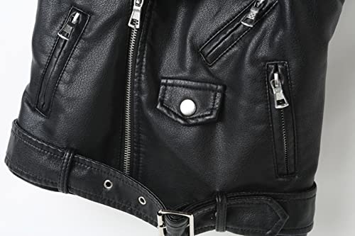 LUCKFACE Faux leather Motorcycle Dress Casual Boys Joker Vest (Black), (5/6y) - Image 5