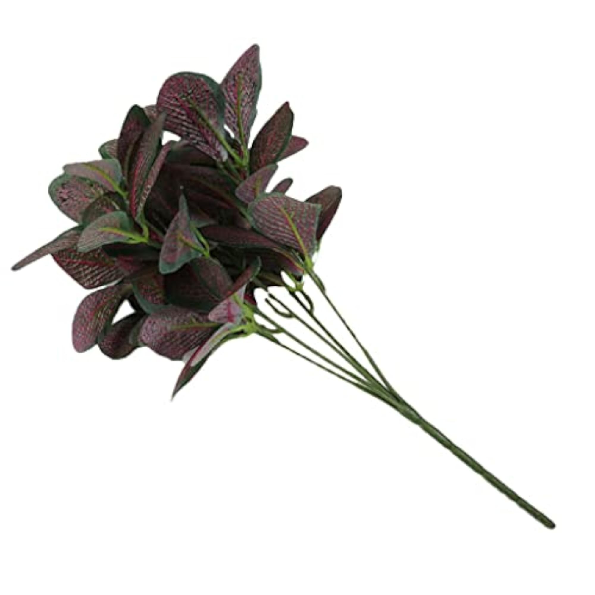 Artificial 7 Fork Leaf Plants Red Vein Silk Foliage Grass Flowers