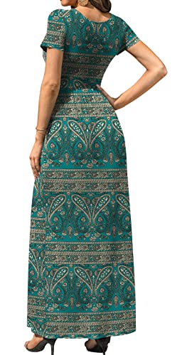 Image of DB MOON Womens 2026 Summer Maxi Dresses Casual Short Sleeve Empire Waist Spring Long Dress with Pockets