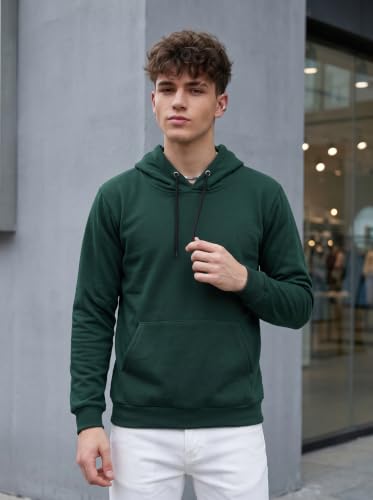 Image of HOODMASTER Unisex Fleece Hoodie Sweatshirt with Pockets Full Sleeves Regular Fit Solid Pattern Hooded Neck and Standard Length | Hoodies for Men & Women