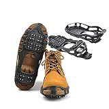 👣 【comfort】 se asegura de que sus pies no se esfuerzan. 5 mm más grueso y más ancho que otros tacos y la protección antideslizante completa en el talón y el antepié, nuestros crampones mantienen suficiente tracción y durabilidad para todo su al aire libre