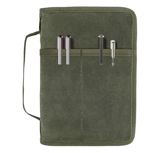 Field Notes Notebook Cover for 6.7 X 9.8 Inch with A5 Journal Cover Notebook Zipper Pocket Planner for Pen Holder,Water Resistant Cover Notebooks Sketchbook,Waterproof Waxed Canvas (Army Green)