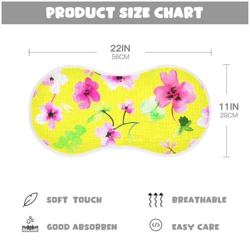 Watercolor Blossom Yellow Burp Cloths for Babies Burp Rag Cotton Spit Up Rag for Baby Newborns Girl4