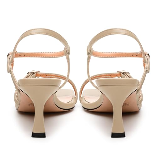 Women's Heeled Sandals, Square Open Toe Strappy Kitten Heels Ankle Strap Dress Sandals for Women4