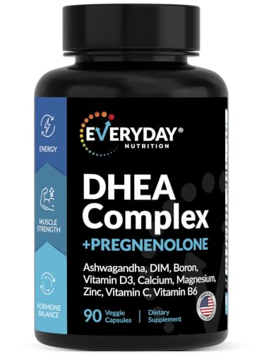 EVERYDAY NUTRITION DHEA Micronized 200mg Pregnenolone Supplement, 90 Ct