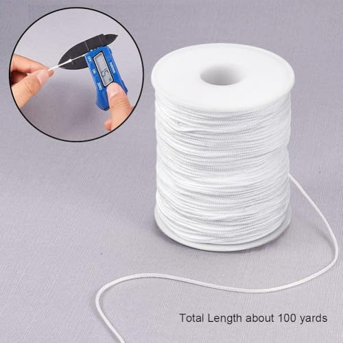 Image of PH PandaHall 1.5mm White Nylon String 100 Yards Lift Shade Cord Blinds Pull String Wind Chime Strings Braided Beading Strings Kumihimo Macrame Thread for Windows Roman Shade Repair Friendship Bracelet