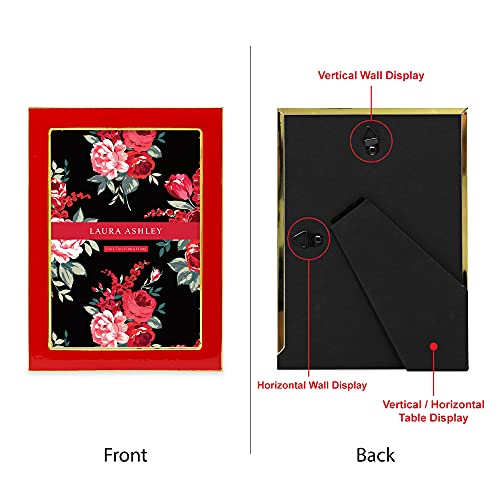 Laura Ashley 5X7 Red Enamel Picture Frame, Gold Metal Edge With Easel, For Countertop, Counterspace, Tabletop Display, Bookshelf, Desk, Wall Décor, Photo Gallery (5X7, Red W/Gold) #TOP1