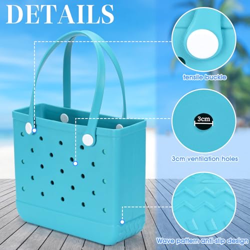 Beach Tote Bag, Original Large Rubber Beach Bag for Women, Waterproof Rubber Tote with Zipper Pocket for Travel, Pool Bag Washable and Durable Open Handbag Boat, Groceries, Sports Outdoor3
