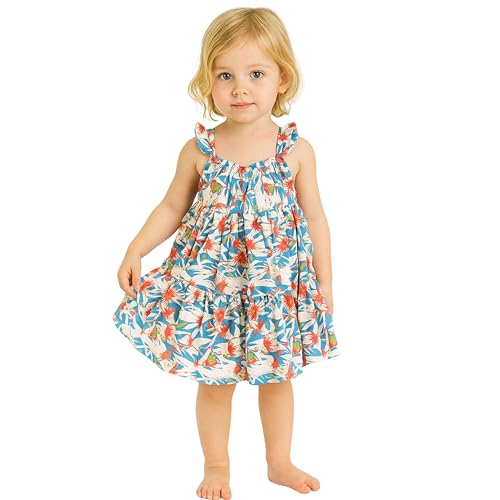 Image of TotzTouch Baby Girls Gathered Floral Printed Dress