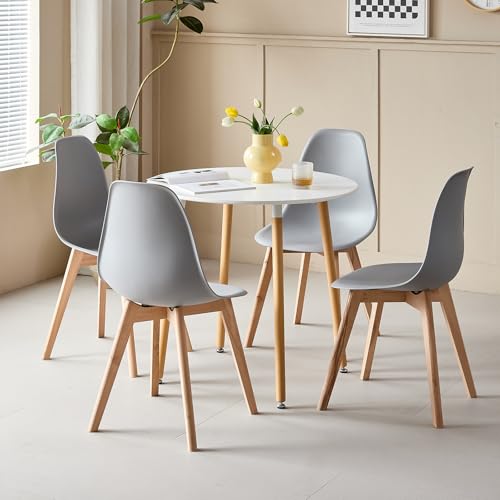 Lot 4 chaises scandinaves hêtre, assise similicuir GrandCA HOME