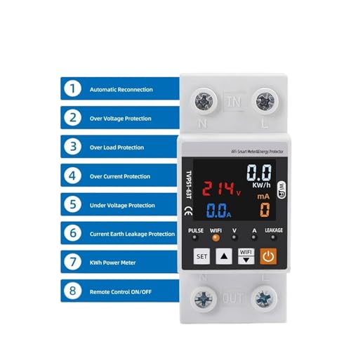 Protector de sobrevoltaje 63A inteligente con relé de corte y medidor de consumo kWh 2