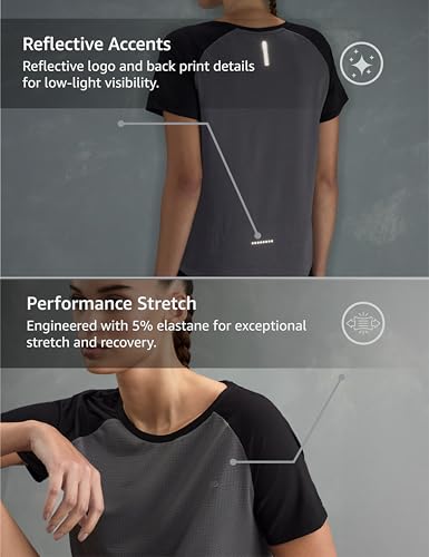Image of Symbol Premium Women's Solid Regular Fit Sports Stretch T-Shirt | Round Neck | Raglan Sleeve | Moisture-Wicking | Activewear | Running | Gym | Plain (Available in Plus Sizes)