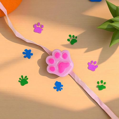 Image of Paw Rakhi Combo for Your Loved Pets | Rakhi for Dog /Cat | Sharpner | Free Tilak Set | PoPo Toys | Assorted Color (Any 2)