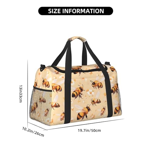 Yellow Bee Daisy Duffle Bag Foldable Travel Tote Bag Carry On Large Weekender Overnight Bags Waterproof Gym Bag For Women Men4