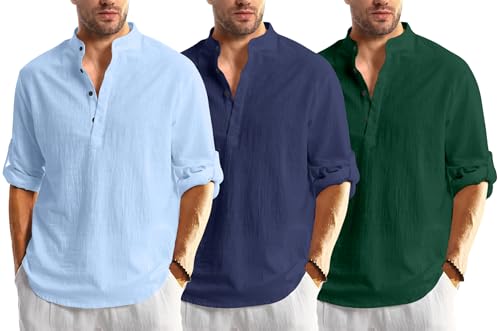 Image of Combo of Men Solid Cotton Blend Straight Kurta Shirt Pack of 2