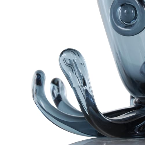 Image of Deco 79 Glass Octopus Decorative Sculpture Cute Ombre Home Decor Statue with Curved Tentacles, Accent Figurine 9 inch x 9 inch x 8 inch, Dark Blue