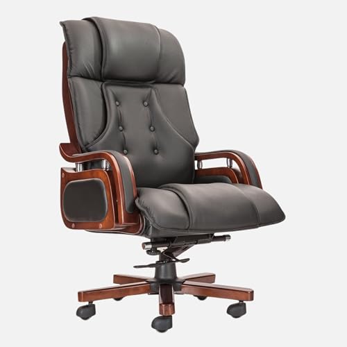 Image of LAKDI Furniture Co High Back Fully Cushioned Leatherite with Wooden Work Office Chair | Revolving Chair | Executive Chair | Director Chair 5-Year Warranty & Free Assembly -Balck