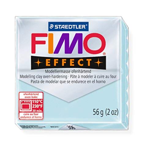STAEDTLER FIMO Effect Blue Ice Quartz (306) FIMO Effect Polymer Modelling Moulding Clay Block Oven Bake Colour 56g (Pack of 1)