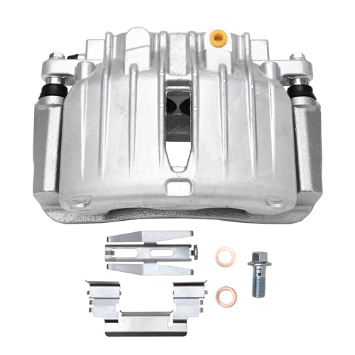 Image of Detroit Axle - Rear Right Brake Caliper for 2001-2006 Chevy Silverado 1500 | GMC Sierra 1500 Suburban Yukon XL Tahoe Cadillac Escalade ESV EXT Passenger Side Disc Brake Caliper w /Bracket Replacement