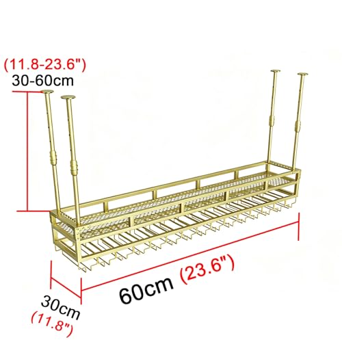 Soporte suspendido para botellas de vino con porta copas, madera Acacia miniatura 7