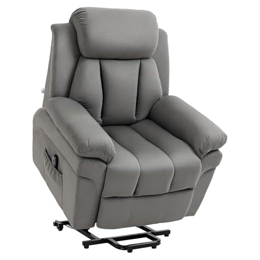 HOMCOM Fauteuil de Relaxation électrique Fauteuil releveur inclinable avec Repose-Pied Ajustable Velours (100% Polyester) Gris