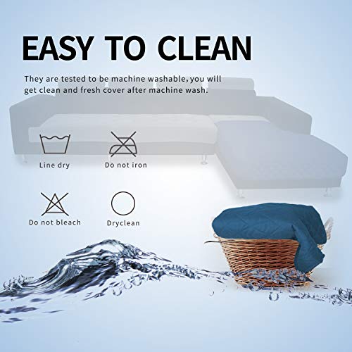 Image of Easy-Going Microfiber Sofa Slipcover L Shape Sectional Couch Cover 42X52 Inches Rectangular Chaise Lounge Cover Reversible Furniture Protector For Pets Children Dog(Peacock Blue /Peacock Blue)