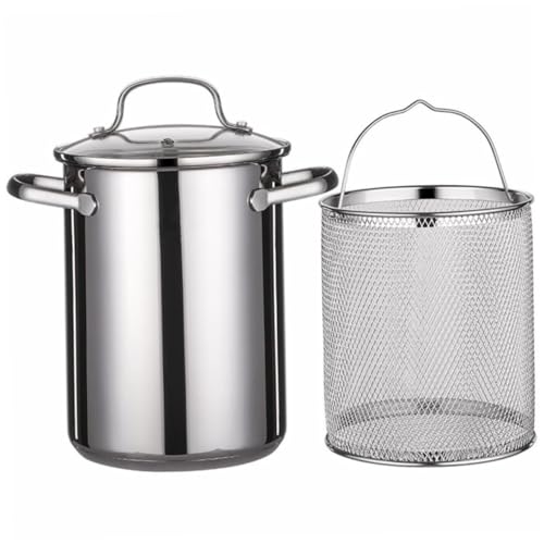 IMIKEYA 1 Juego Freidora Inoxidable con Cesta para Freír para Cocina para Tempura y Patatas Fritas Ligero y Portátil
