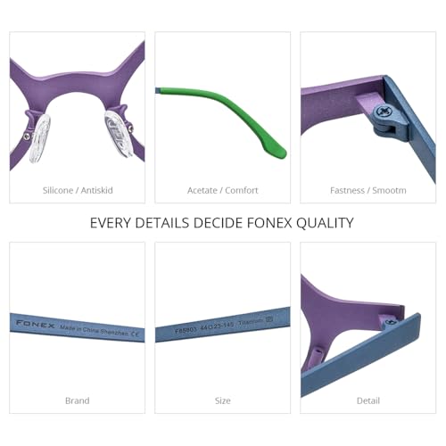 Image of FONEX Colorful Pure Titanium Glasses Frame Women Retro Round Eyeglasses