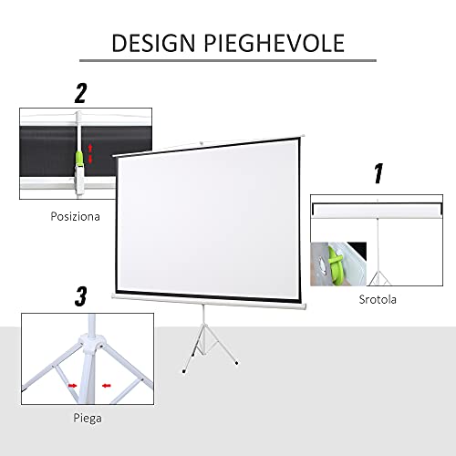 HOMCOM Schermo di Proiezione 120 Pollici con Treppiedi Formato 4:3