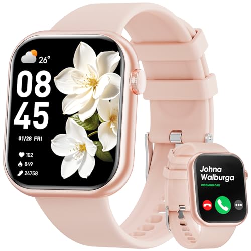 Hwagol 2023 Smartwatch Uomo Donna,1,85' Schermo Orologio Smartwatch con Chiamata Bluetooth e Risposta Vivavoce con Contapassi,Cardiofrequenzimetro da Polso,Orologio Fitness per Android iOS,Pink