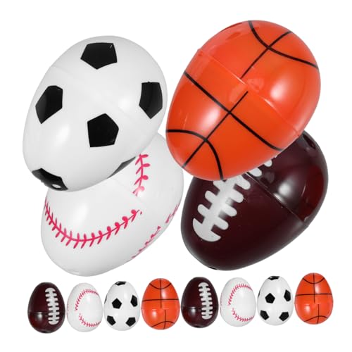 TOYANDONA 12 Piezas Huevos de Pascua Rellenable con Diseño Deportivo Baloncesto Fútbol Fútbol Americano Plástico Vacío para Decoración Dulces y Rellenos de Fiesta