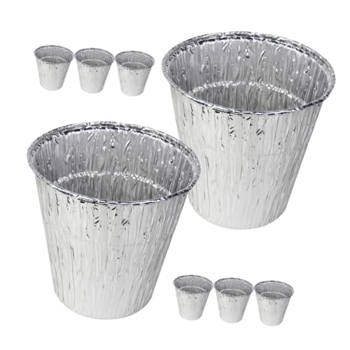 UTHCLO 8pièces Doublures Seau Graisse Aluminium Résistantes Chaleur Design Profond Capacité Renforcée Accessoires Barbecue Anti-déformation pour Récupération Huile