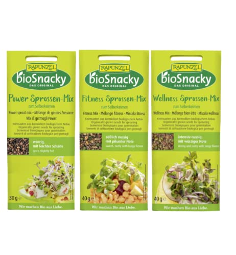 Rapunzel bio Keimsprossen Set - Power-Sprossen-Mix (30g) + Fitness-Sprossen-Mix (40g) + Wellness-Sprossen-Mix (40g) - AT-BIO-301 Cover