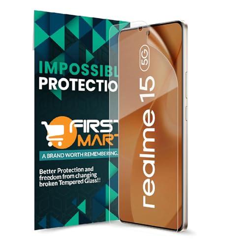 Image of FIRST MART TPU Screen Protector for Realme 15 - Unbreakable Membrane Protection, Case Friendly Coverage, Bubble-Free, Edge to Edge Coverage [ 1 Pack]