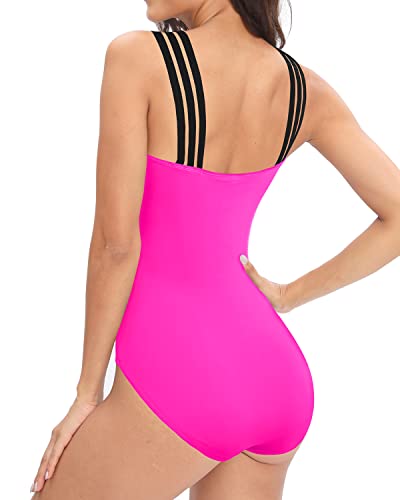 Tempt Me Women Solid Pink Crisscross One Piece Swimsuits Mesh Tummy Control Bathing Suits Front Crossover Swimwear Xl #TOP1