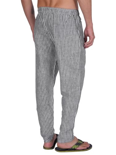 Image of Mens Cotton Linen Striped Plus Size Pyjama