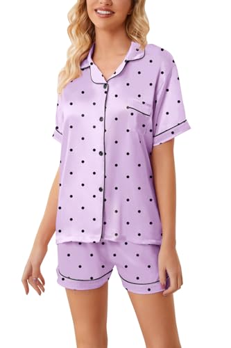 Image of Girls & Womens Satin Pajamas Set, Silk Button-Down Sleepwear 2 Piece Nightwear, 3 Years - Women XXL