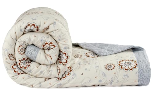 Image of BSB HOME 2nd Gen 120 GSM Microfiber Reversible AC Comforter /Blanket for Winter /Quilt /Duvets for Double Bed (230 X 220 cm, Off White & Blue)