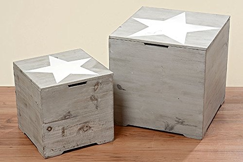 Tamia-Home Truhe Stern Aufbewahrungsbox Aufbewahrungskiste Schatztruhe Holzkiste D40cm (L 5505200) Cover