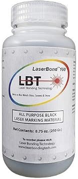 LaserBond 100 Black Laser Marking Ink 250g, Compatible with CO2 Fiber Diode and YAG Laser Engravers, Permanent Marks on Metal Glass Stone and Ceramic