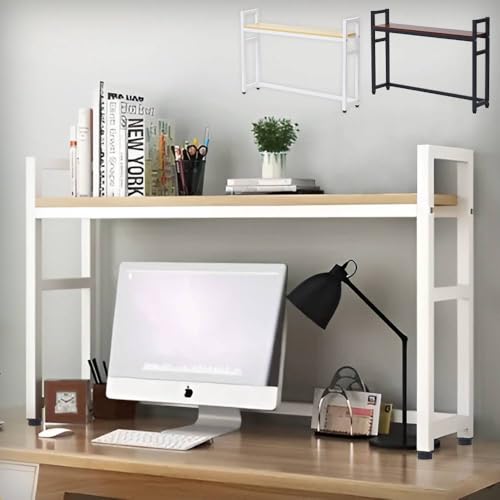 Bonarca デスク上収納ラック デスク上置き棚 1段 【選べる3サイズ/幅 75 95 115cm】 木製 おしゃれ 机上ラック 机上台 デスク上 机上 卓上 棚 収納 ラック 台 モニター pc 白 ホワイト ダークブラウン ブラウン 黒 ブラックのサムネイル