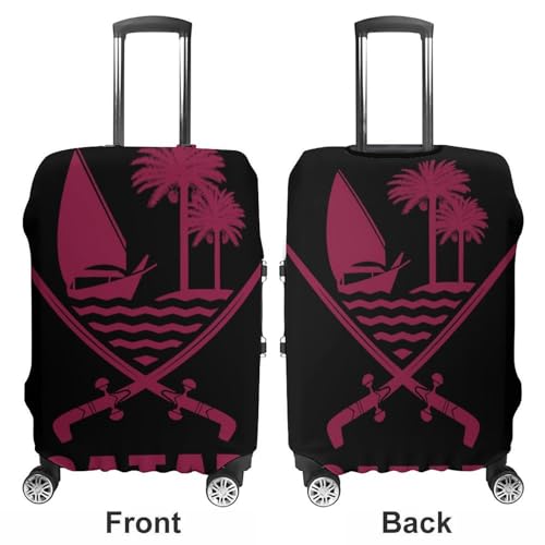 Emblem of Qatar Luggage Covers Washable Travel Suitcase Cover Elastic Baggage Protector3