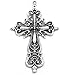 Housweety 5PCs Charm Pendants Hollow Pattern Carved Cross Silver Tone 2 4/8"x1 5/8"