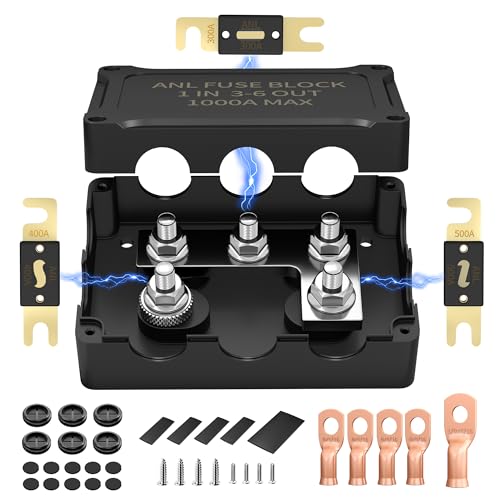 ANL Fuse Holder with 300A, 400A, 500A Fuses, Max 1000A Waterproof...