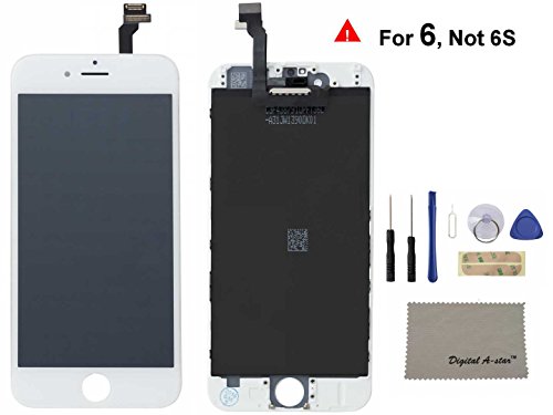 Lcd touch screen digitizer frame assembly full set lcd touch screen replacement iphone 6 4.7inch (Free tool kit included) (6G white)
