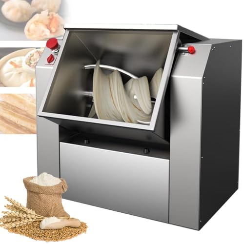 Mezclador de masa comercial con cuchillos redondos y planos, cubierta transparente, rotación bidireccional para panaderías y restaurantes