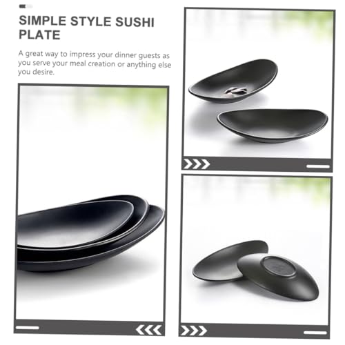 2 platos de melamina negra para sushi y aperitivos miniatura 3