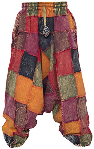 Gheri Herren Baumwolle Stein Gewaschen Aladdin Breit Bein Genie Ninja Harem Hose Hosen Dicker Patch S/M Cover