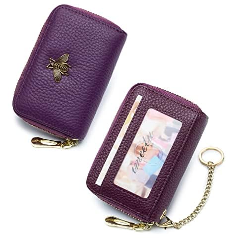imeetu (Bundle of 2 Sets) RFID Credit Card Holder with Removable Keychain ID Window Cover